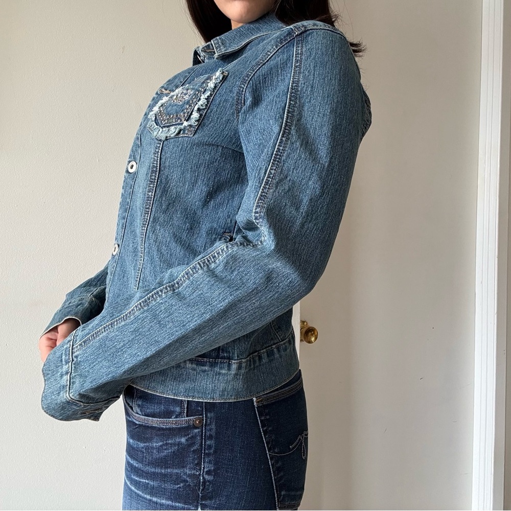 Y2K Embellished Denim Jacket – Studded Vintage Jean Jacket - Picture 2 of 6